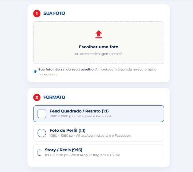 Upload da Foto e Seleção de Formato